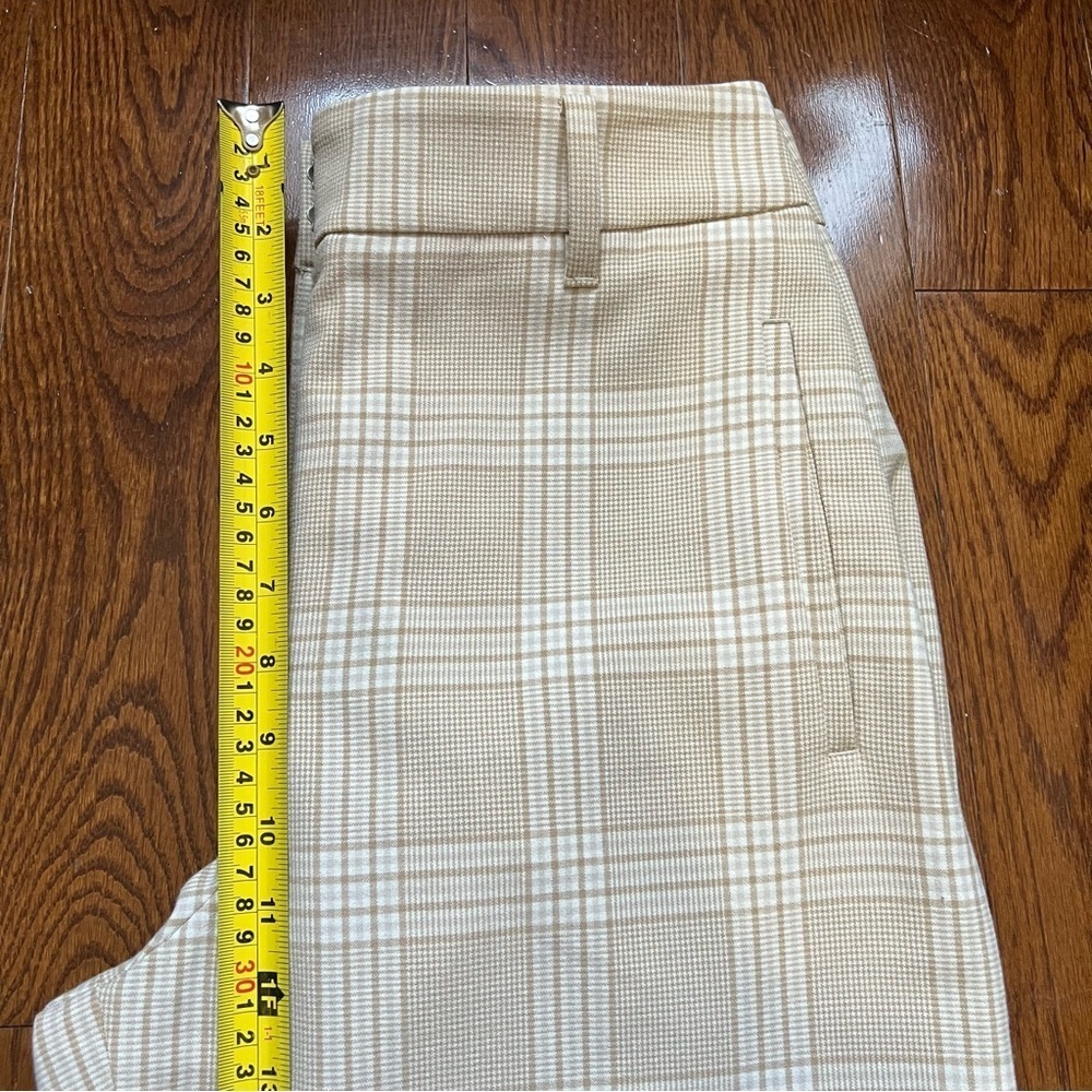Aritzia Wilfred Beige White Plaid Jallade Tie Front Trousers Pants - Sz 8 - Picture 13 of 15